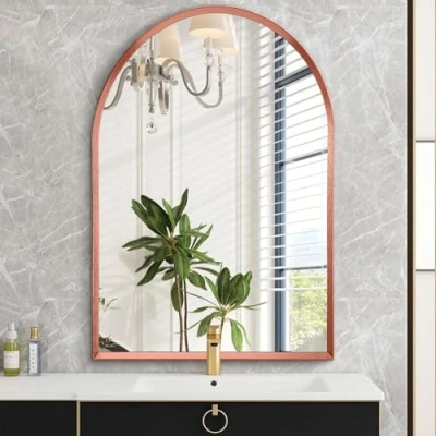 Image of HLFMVWE Arch Wall Mirror Aluminum Alloy Frame Bathroom for Vanity Living Room, Bedroom Entryway Room Home Decor 40 x 50CM