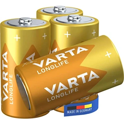 Image of VARTA Longlife C Baby LR14 Alkaline Batteries (4 pack) Made in Germany ideal for remote controls, radios, alarm clocks and
