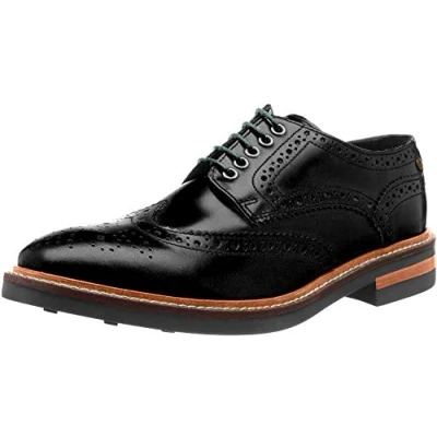 Image of Base London Woburn Hi Shine Black Men&#039;s Brogue UK 8
