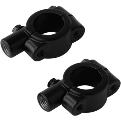 Image of Evermotor 2 Pcs 22mm(7/8 &quot;) Universal Handlebar Mirror Bracket 10mm Motorcycle Mount Holder (Black)