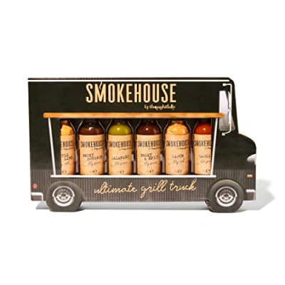 Image of Smokehouse by Thoughtfully, Gourmet Ultimate Grill Truck Gift Set, Fun Food Shaped Package, Includes BBQ Rubs, Sauces &amp; Hot Sauces, Set of 6