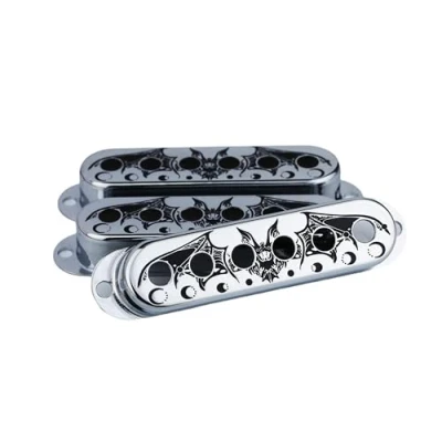 Image of Guyker 3Pcs Single Coil Guitar Pickup Covers (52mm Pole Spacing), Copper Mounting Ring Set Accessories Replacement Part, (PS002, Chrome)
