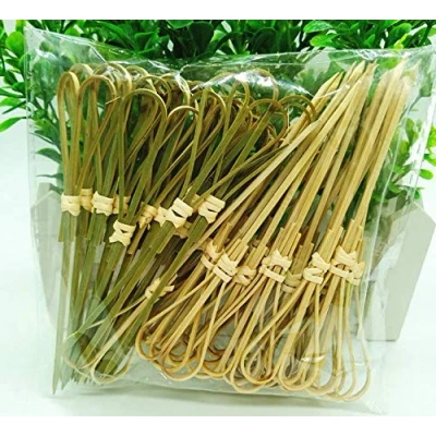 Image of AILEXI Cocktail Sticks 50 Counts Wooden Toothpicks Party Supplies Frill Finger Food Fruits Sandwich Nibbles Bamboo Scissors