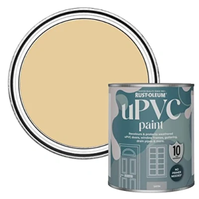 Image of Rust Oleum Yellow uPVC Door and Window Paint In Satin Finish Sandstorm 750ml