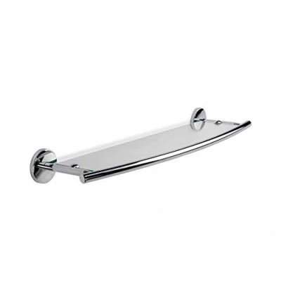 Image of Croydex QM641441 Hampstead Wall Mounted Glass Shelf with Zinc Alloy Construction, Chrome