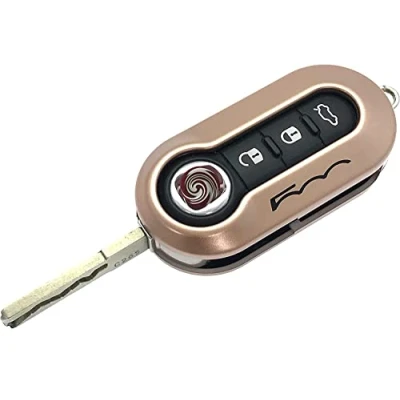 Image of Rose Gold Key Shell Cover Compatible With Fiat 500C 500 500L Abarth Grande Punto Brava Panda Stilo Linea
