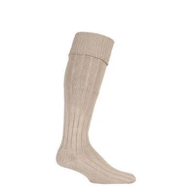 Image of 1 Pair Oatmeal Birkdale Cotton Cushioned Knee High Golf Socks Men&#039;s 12 14 Mens Glenmuir