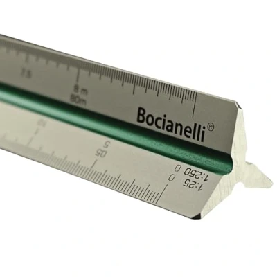 Image of Bocianelli Aluminium 30cm Metric Ruler, Silver, 12 Scales for Architects Engineers
