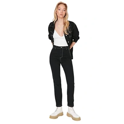 Image of Trendyol Women Normal Waist Straight Leg Bootcut &amp; Flared Jeans Black