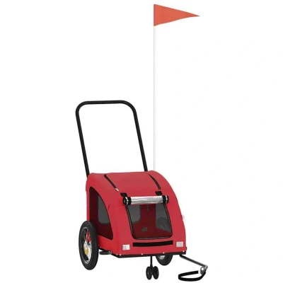 Image of vidaXL Pet Bike Trailer Red Oxford Fabric and Iron