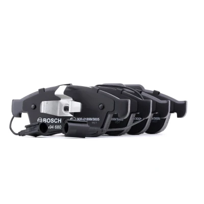 Image of 77365355 Brake pad set BOSCH 0 986 494 680 Low Metallic with integrated wear sensor piston clip, anti squeak plate