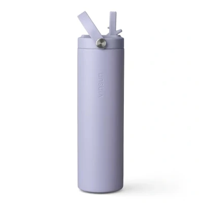 Image of VINSUN Stainless Steel Water Bottle with Straw 750ml Purple Double walled Insulated Flask, Leak proof, BPA free Drinks for Sport, Outdoor, Work