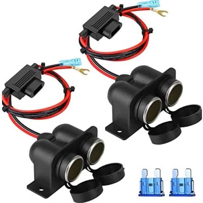 Image of Cigarette Lighter Socket, Socket 12V/24V for Car Marine Motorcycle Truck ATV RV, with 60cm Extension and Fuse (Model 2022 (2 Pieces)