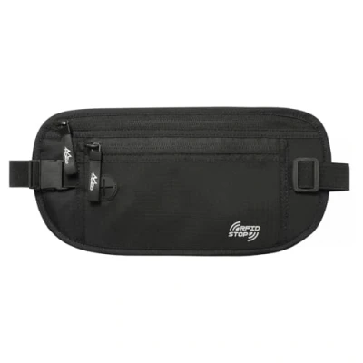 Image of MoKo Secure Travel Money Belt, Undercover Hidden RFID Blocking Wallet, Anti Theft Passport Wallets for Men Women, Black