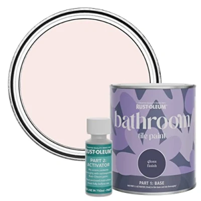 Image of Rust Oleum Pink Water Resistant Bathroom Tile Paint in Gloss Finish China Rose 750ml