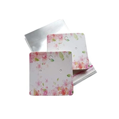 Image of 100 x Jewellery Display Cards Earring With Self Adhesive Bags 5cm Flower