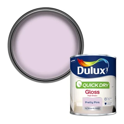 Image of Dulux 5358147 Quick Dry Gloss Paint Pretty Pink 750ML