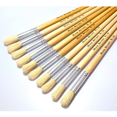 Image of Major Brushes Hog Bristle Long Round Size 16 Pack of 10