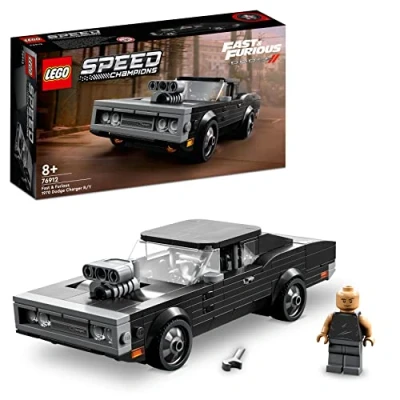 Image of LEGO 76912 Speed Champions Fast &amp; Furious 1970 Dodge Charger R/T, Toy Muscle Car Model Kit Kids, Collectible Set With Dominic Toretto Minifigure