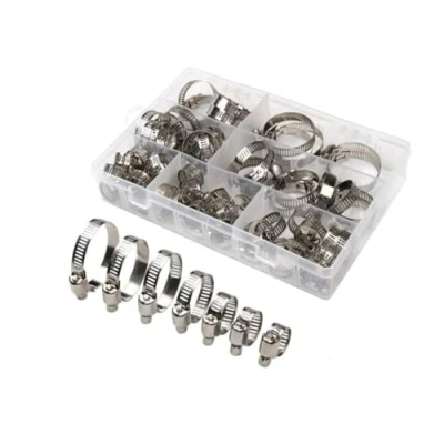 Image of Worm Gear Hose Clamps 304 Stainless Steel Adjustable Range Assortment Kit,100Pcs 8 38mm Fuel Line Clamp for Water Pipe, Plumbing, Automotive and Mechanical Application