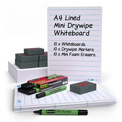 Image of Show me LIB10A Lined Dry wipe Boards, A4, Small Kit (Pack of 30)