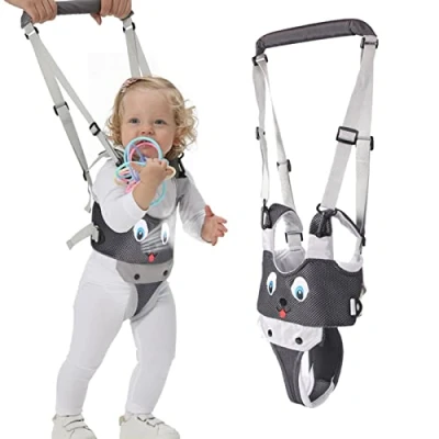 Image of IULONEE Baby Walking Harness Breathable Mesh Handheld Toddler Helper Assistant Child Walker Help Standing Up and Belt Learning Infant Safety for 7 24 Month (Mesh Grey)