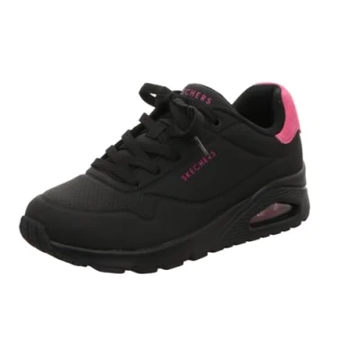 Image of Skechers UNO Trainers, Women&#039;s, Size: 2, Black/hot pink leather and imitation