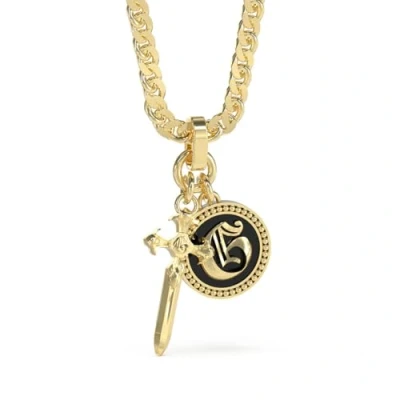 Image of Guess South Alameda Unisex Necklace Yellow goldcoloured/black, Size: One Size, gold coloured/black