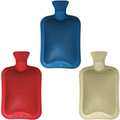 Image of SKYTE® Pack of 3 Hot Water Bottle Natural Rubber 1 Litre Capacity Large Bag for Period Pain Relief Secure &amp; Leakproof