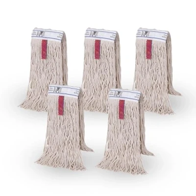 Image of Abbey Py Cotton Kentucky Mop Heads Pack of 5 Replacement for Hard Floor Cleaning Industrial Thick Yarn Large Areas Commercial Head 16oz Wet &amp; Dry Floors 450g
