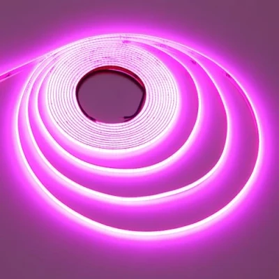 Image of TOPAI 24V Narrow 5mm Width Purple COB LED Strip 5M Dotless CRI&gt;90 Uniform 400LEDs/M Self Adhesive Flexible Cuttable Tape for DIY, Bedroom, Under Cabinet Lighting