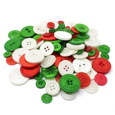 Image of Special Touches 100 Gram Bag of Mix Acrylic &amp; Resin Buttons For Cardmaking Embellishments (Xmas)
