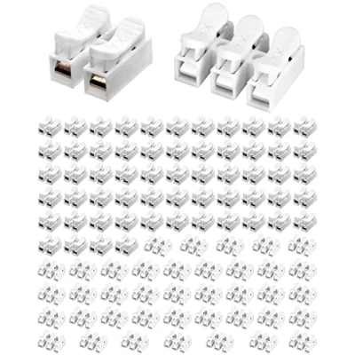 Image of QWORK® 100 Pcs Spring Wire Connectors, CH2 CH3 Electrical Connector Blocks for Cables (60Pcs + 40Pcs CH3)