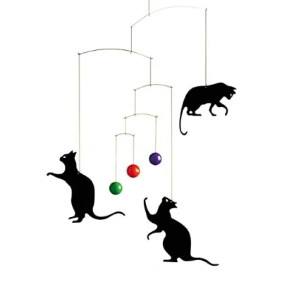 Image of Flensted Mobiles Feline Mobile Steel Multi Coloured 50 x 45 cm