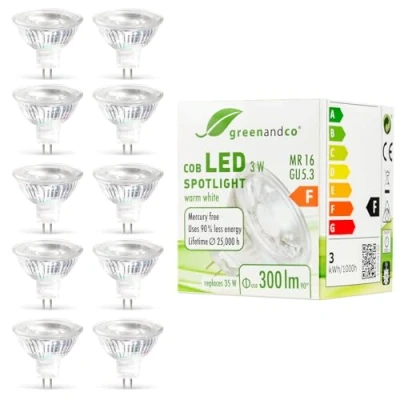 Image of greenandco® MR16/GU5.3 LED spot light, GU5.3, 3.00 wattsW, 12.00 voltsV