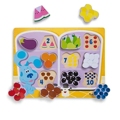 Image of Melissa &amp; Doug Blue&#039;s Clues You! Wooden Chunky Puzzle Fridge Food