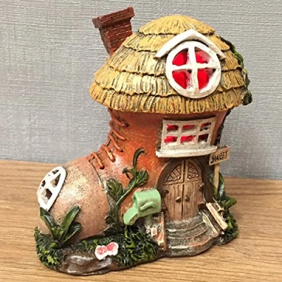 Image of Fairy Door House Mystical Cobblers Boot Garden Indoor LED Light Decor Battery Operated Elf Pixie Home H10cm
