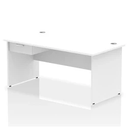 Image of Impulse 1600x800 Desk White Top Panel End 1x1 Drawer Fixed Ped