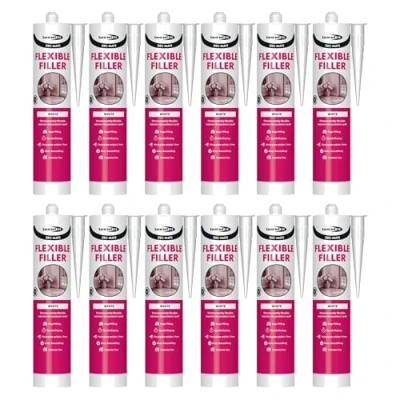 Image of Bond It DEC MATE Flexible Decorators Caulk 12x White, 285ml EU3 Quick Drying Interior Gap Filler for Cracks &amp; Joints Over Paintable Within 1 Hour Easy Smoothing Sealant