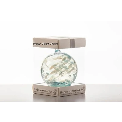 Image of Personalised Sienna Glass 10cm Friendship Ball Choice of Colours (Aquamarine)