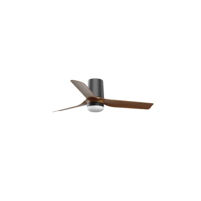 Image of Mini Punt Tub Small 3 Blade Ceiling Fan Matt Black, Walnut with Light 2700 4000 6000K Tuya Smart System
