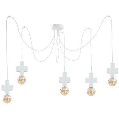 Image of Unica Cluster Pendant Ceiling Light White, 5x E27