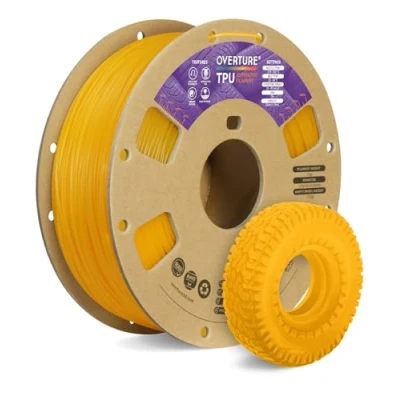 Image of OVERTURE TPU Filament 1.75mm Flexible Roll, 95A Soft 3D Printer Filament, 1kg Spool (2.2 lbs), Dimensional Accuracy +/ 0.02 mm(TPU Yellow)