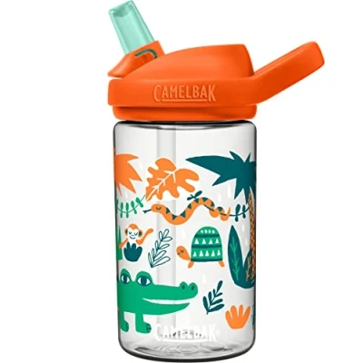 Image of Camelback Eddy+ Kids Bottle Jungle, 400ml/Safe to Drink BPA Free Reusable Straw Sip Cup Boy Girl Infant Junior Children Child Water Juice Flask Eco Friendly Plant Based Recycle Plastic