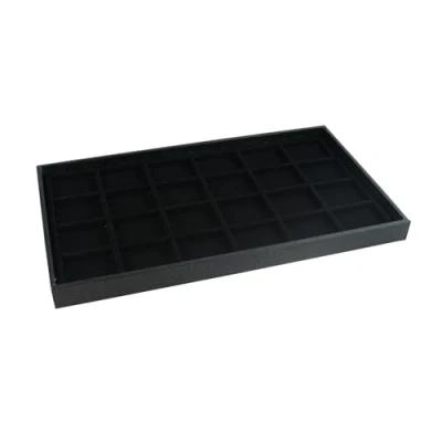 Image of Black Leatherette Presentation Display Tray with Choice Of Compartment Jewellery Insert (Tray 24 Insert)