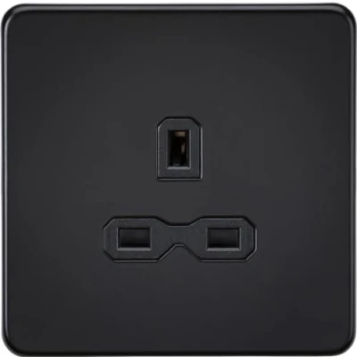 Image of KnightsBridge 13A 1G Unswitched Socket Matt Black with Insert