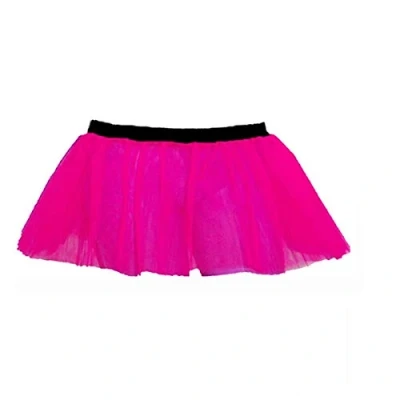 Image of Gizelle Fancy Dress Ladies Neon Tutu Skirt 80s Two Layers Party Outfit Hen Running Costume 1980s (Pink)