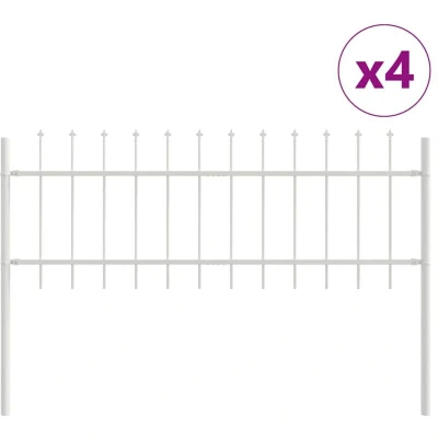 Image of vidaXL Garden Fence with Spear Top, White, 6.8 x 0.6 m, Steel