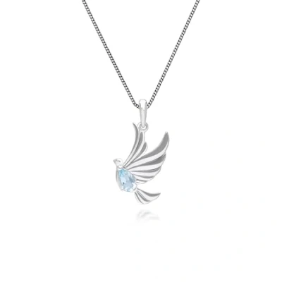 Image of ECFEW™ Creator Blue Topaz Dove Pendant Necklace in Sterling Silver
