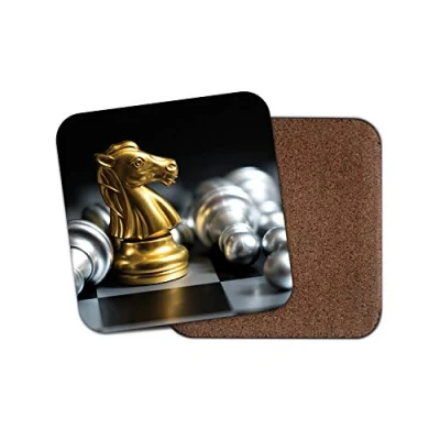 Image of 1 x Golden Knight Coaster Chess Player Piece Smart Game #16163